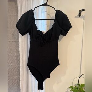 Topshop Black Textured Body Suit